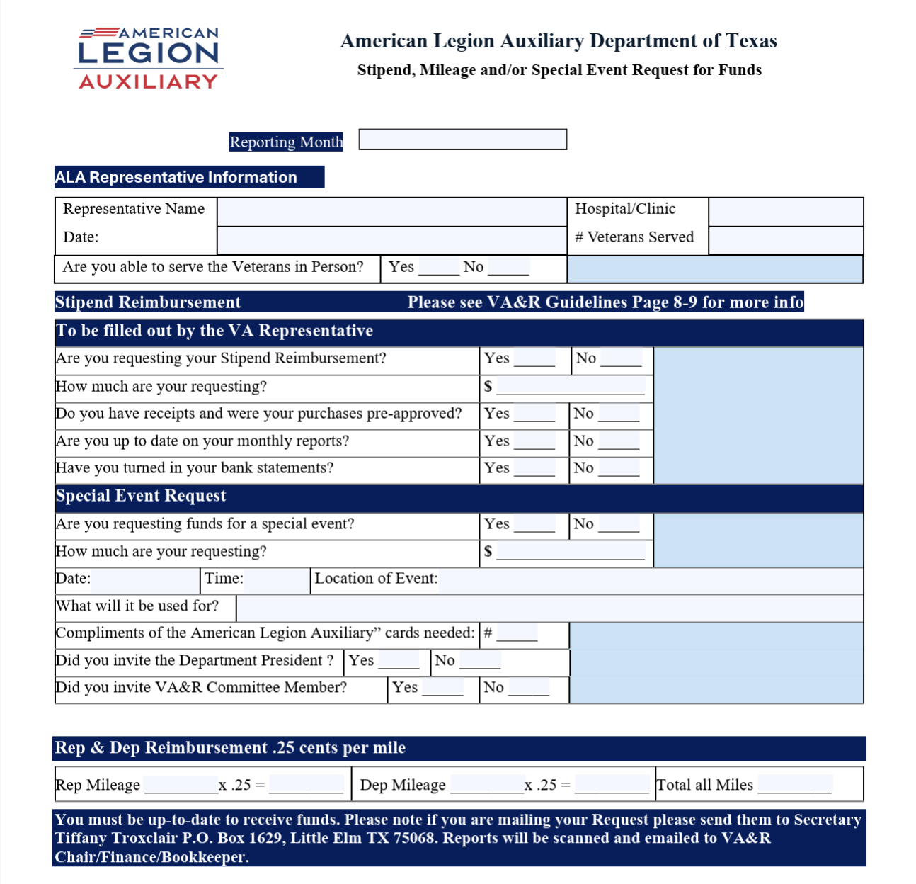 VA&R Forms – ALA Texas